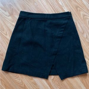 Black wool mini skirt